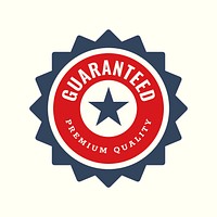 Guaranteed quality logo editable badge sticker design with premium quality text vector