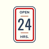 Open 24 hrs logo editable shop badge sticker design text vector