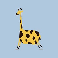 Cute giraffe animal doodle illustration in yellow for kids