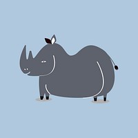 Cute rhino animal doodle illustration for kids