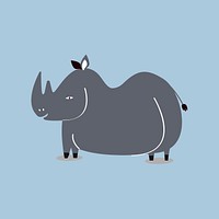 Cute rhino animal psd doodle sticker for kids