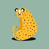 Cute leopard animal doodle illustration in yellow for kids