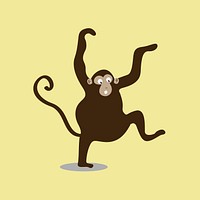 Cute monkey animal psd doodle sticker for kids