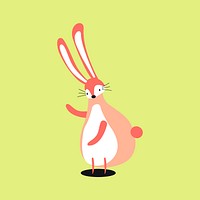 Pink bunny animal psd cute wildlife cartoon sticker for kids