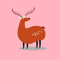 Brown deer animal cute wildlife cartoon illustration for kids