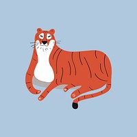 Orange tiger animal cute wildlife cartoon illustration for kids
