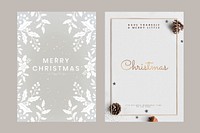 White Christmas greeting card template vector set