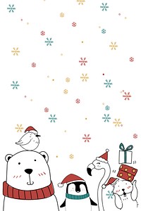 Cute polar bear psd animal Christmas card background