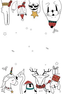 Cute psd animal cartoon snowy Christmas theme background
