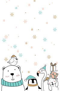 Cute animal vector Christmas card background