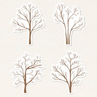 Brown dry tree sticker with a white border vector
