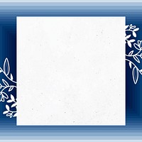Blue square floral frame vector