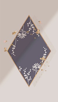 Golden floral rhombus mobile phone background vector
