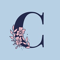 Floral letter C alphabet typography