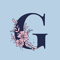 Floral letter G alphabet typography