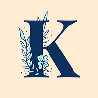 Letter K floral font typography psd