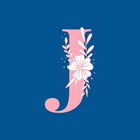 Letter J floral alphabet typography