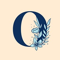 Letter O floral font typography psd