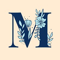 Letter M floral font typography psd