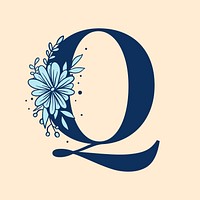 Letter Q floral font typography