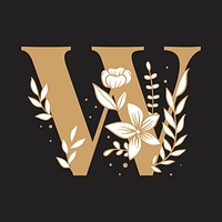 Floral letter W font typography