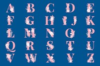 Floral alphabet font typography vector