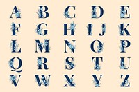 Alphabet floral typography script psd set