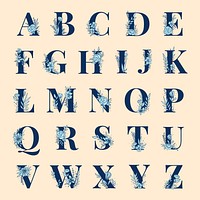 Alphabet floral typography script set