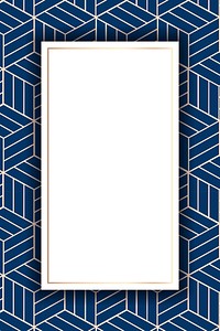 Gold frame on a blue Japanese seamless pattern vector