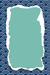 Blue Seigaiha Japanese seamless pattern frame vector
