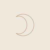 Crescent linear art design element on beige background