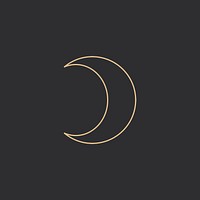 Crescent moon linear art psd on black background