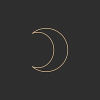 Crescent moon linear art vector on black background