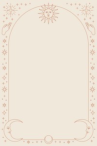 Sketch celestial icons phone frame background on beige