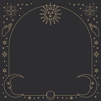 Monoline celestial icons frame on black