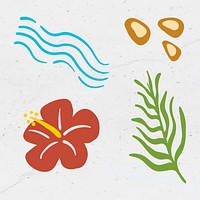 Tropical summer sticker collection on a gray background design resource vector