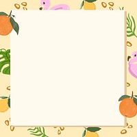 Tropical summer square frame on a beige background vector