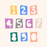 Number paper cut typography kids vector set