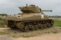 M4 Sherman at Utah Beach, Normandy, France. Original public domain image from <a href="https://commons.wikimedia.org/wiki/File:M4_Sherman_Utah_Beach.jpg" target="_blank" rel="noopener noreferrer nofollow">Wikimedia Commons</a>