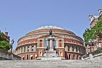 Here is a photograph taken of the Royal Albert Hall. Located in London, England, UK. Original public domain image from Wikimedia Commons