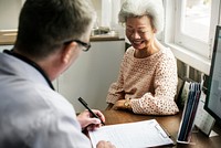 An elderly patient meeting doctor at the hospital