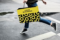 Yellow abstract shopping bag
