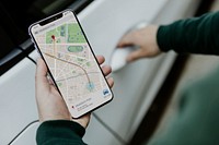 Man looking at a map on his smartphone