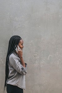 Happy black woman speaking on a phone mockup