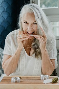 Senior woman linking up a joint