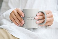 Woman with a coffee cup mockup