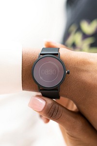 Closeup of a smartwatch on a woman's wrist