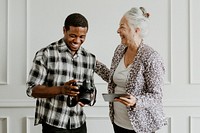 Male photographer and senior female client