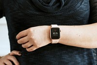 Closeup of a pink smartwatch