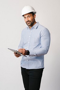 Engineer using digital tablet